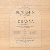 Klassieke Elegante Heldere Trouwboog Acryl Uitnodigingen (Voorkant)