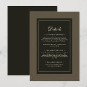 Klassieke Elegante Herfst Bruine Trouwdetails Informatiekaartje (Voorkant / Achterkant)