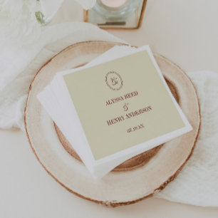 Klassieke Elegante Ivoor Crème Monogram Trouw Name Servet