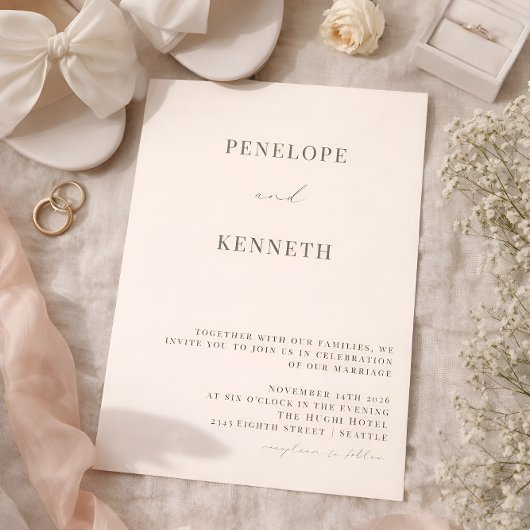 Klassieke Elegante Ivoren Zachte Zwarte Script Bru Kaart
