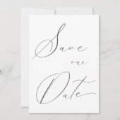 Klassieke elegante kalligrafie Black White Wedding Save The Date (Voorkant)