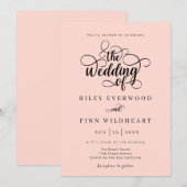 Klassieke Elegante Kalligrafie Bruiloft Uitnodigin Kaart (Voorkant / Achterkant)