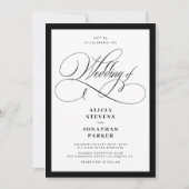 Klassieke elegante kalligrafie QR-code bruiloft Kaart (Voorkant)