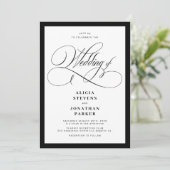 Klassieke elegante kalligrafie QR-code bruiloft Kaart (Staand voorkant)