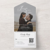 Klassieke Elegante Kalligrafie QR Code Foto Bruilo All In One Uitnodiging (Binnen)