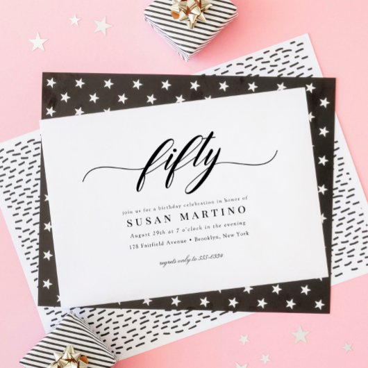 Klassieke elegante kalligrafie script 50e verjaard kaart