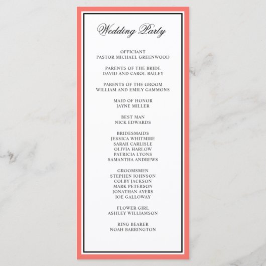 Klassieke Elegante Kalligrafie Script Bruiloft Kor Programmakaart (Achterkant)