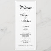 Klassieke elegante kalligrafie zwart wit bruiloft programmakaart (Voorkant)
