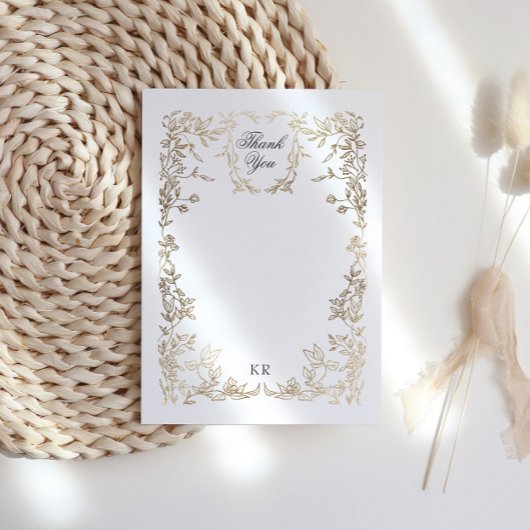 Klassieke Elegante Kam Monogram Bruiloft Bedankkaart