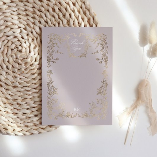 Klassieke Elegante Kam Monogram Bruiloft Bedankkaart