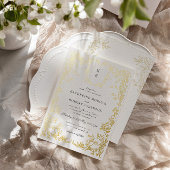 Klassieke Elegante Kam Monogram Bruiloft Folie Uitnodiging