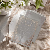 Klassieke Elegante Kam Monogram Bruiloft Folie Uitnodiging