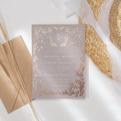 Klassieke Elegante Kam Monogram Bruiloft Folie Uitnodiging