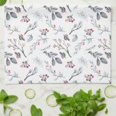 Klassieke Elegante Kerstbladeren en Bessen Theedoek (Gevouwen)