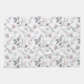 Klassieke Elegante Kerstbladeren en Bessen Theedoek (Horizontaal)