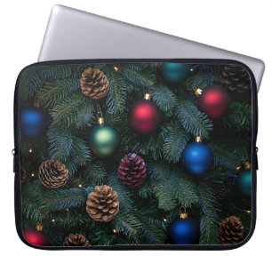 Klassieke Elegante Kerstboomornamenten Laptop Sleeve