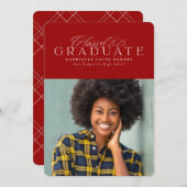 Klassieke elegante Klasse van 2025 rood afstuderen Aankondiging (Voorkant / Achterkant)