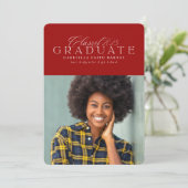 Klassieke elegante Klasse van 2025 rood afstuderen Aankondiging (Staand voorkant)