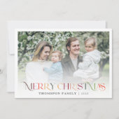 Klassieke Elegante Kleurrijke Vrolijke Kerstfoto Feestdagenkaart (Voorkant)