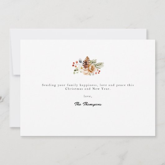 Klassieke Elegante Kleurrijke Vrolijke Kerstfoto Feestdagenkaart (Achterkant)