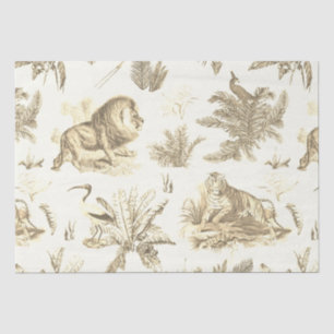 Klassieke Elegante Leeuw Tijger Beige Toile Tissuepapier