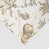 Klassieke Elegante Leeuw Tijger Beige Toile Tissuepapier (Detail)