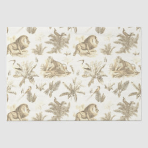 Klassieke Elegante Leeuw Tijger Beige Toile Tissuepapier