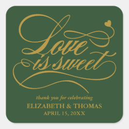 KLASSIEKE ELEGANTE LIEFDE IS ZOETE TROUWSTICKERS VIERKANTE STICKER