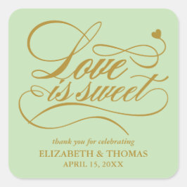 KLASSIEKE ELEGANTE LIEFDE IS ZOETE TROUWSTICKERS VIERKANTE STICKER