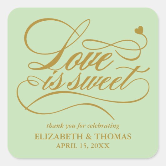 KLASSIEKE ELEGANTE LIEFDE IS ZOETE TROUWSTICKERS VIERKANTE STICKER (Voorkant)