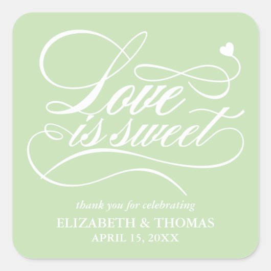 KLASSIEKE ELEGANTE LIEFDE IS ZOETE TROUWSTICKERS VIERKANTE STICKER (Voorkant)