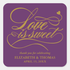 KLASSIEKE ELEGANTE LIEFDE IS ZOETE TROUWSTICKERS VIERKANTE STICKER