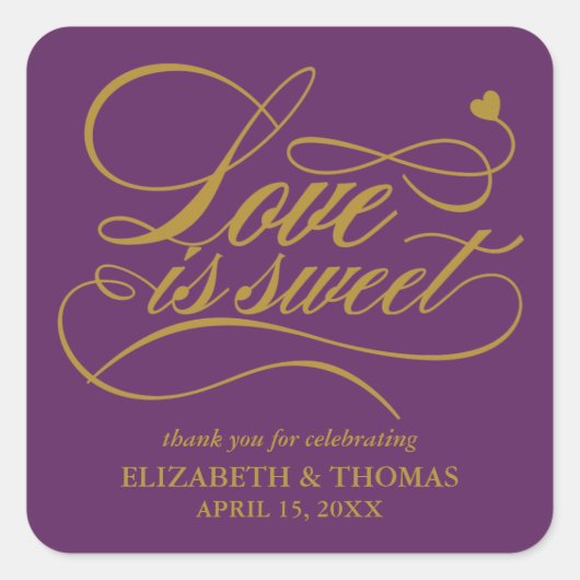 KLASSIEKE ELEGANTE LIEFDE IS ZOETE TROUWSTICKERS VIERKANTE STICKER (Voorkant)