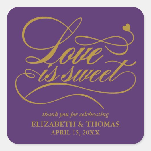 KLASSIEKE ELEGANTE LIEFDE IS ZOETE TROUWSTICKERS VIERKANTE STICKER (Voorkant)