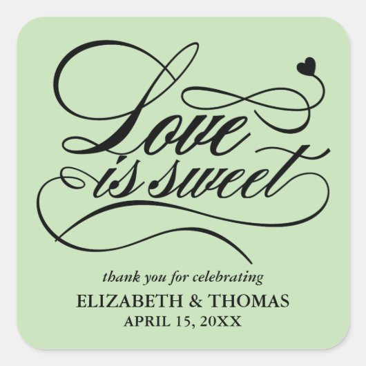 KLASSIEKE ELEGANTE LIEFDE IS ZOETE TROUWSTICKERS VIERKANTE STICKER (Voorkant)