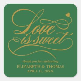 KLASSIEKE ELEGANTE LIEFDE IS ZOETE TROUWSTICKERS VIERKANTE STICKER