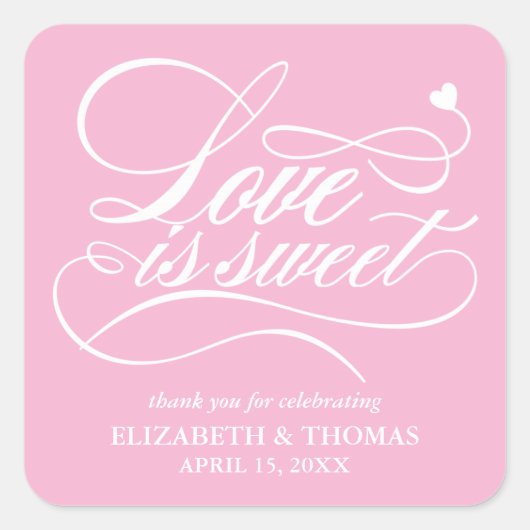 KLASSIEKE ELEGANTE LIEFDE IS ZOETE TROUWSTICKERS VIERKANTE STICKER (Voorkant)