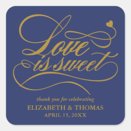 KLASSIEKE ELEGANTE LIEFDE IS ZOETE TROUWSTICKERS VIERKANTE STICKER