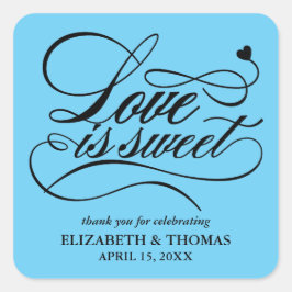 KLASSIEKE ELEGANTE LIEFDE IS ZOETE TROUWSTICKERS VIERKANTE STICKER