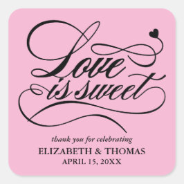 KLASSIEKE ELEGANTE LIEFDE IS ZOETE TROUWSTICKERS VIERKANTE STICKER