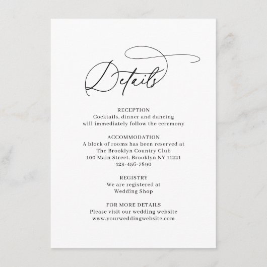 Klassieke Elegante Lijn Kunst Bloemen Stoffig Blau Informatiekaartje (Voorkant)