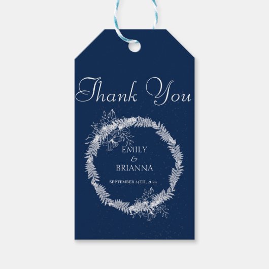 Klassieke Elegante Marine Blauwe bruiloft Cadeaulabel (Voorkant)