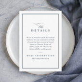 Klassieke Elegante Marine Blauwe Bruiloft Details Informatiekaartje