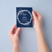 Klassieke Elegante Marine Blauwe bruiloft Save the Flyer (Hand)