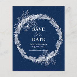 Klassieke Elegante Marine Blauwe bruiloft Save the Flyer