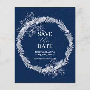 Klassieke Elegante Marine Blauwe bruiloft Save the Flyer