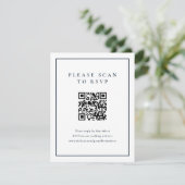 Klassieke Elegante Marine Blauwe Huwelijk QR Code RSVP Kaartje (Staand voorkant)
