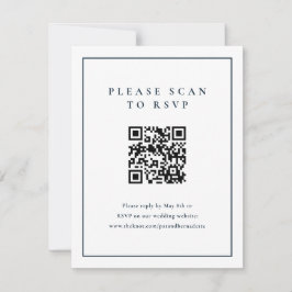 Klassieke Elegante Marine Blauwe Huwelijk QR Code RSVP Kaartje