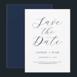 Klassieke elegante marineblauw Romantic sla de dat Kaart<br><div class="desc">Elegante,  mooie en klassieke bruiloft Red de Dates. Volledig aanpasbaar met namen,  datum,  andere informatie en kleuren die overeenkomen met je trouwthema.</div>