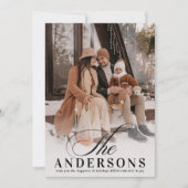 Klassieke Elegante Minimale NAAM Kerstfoto Feestdagenkaart (Voorkant)